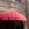 a red umbrella on a building